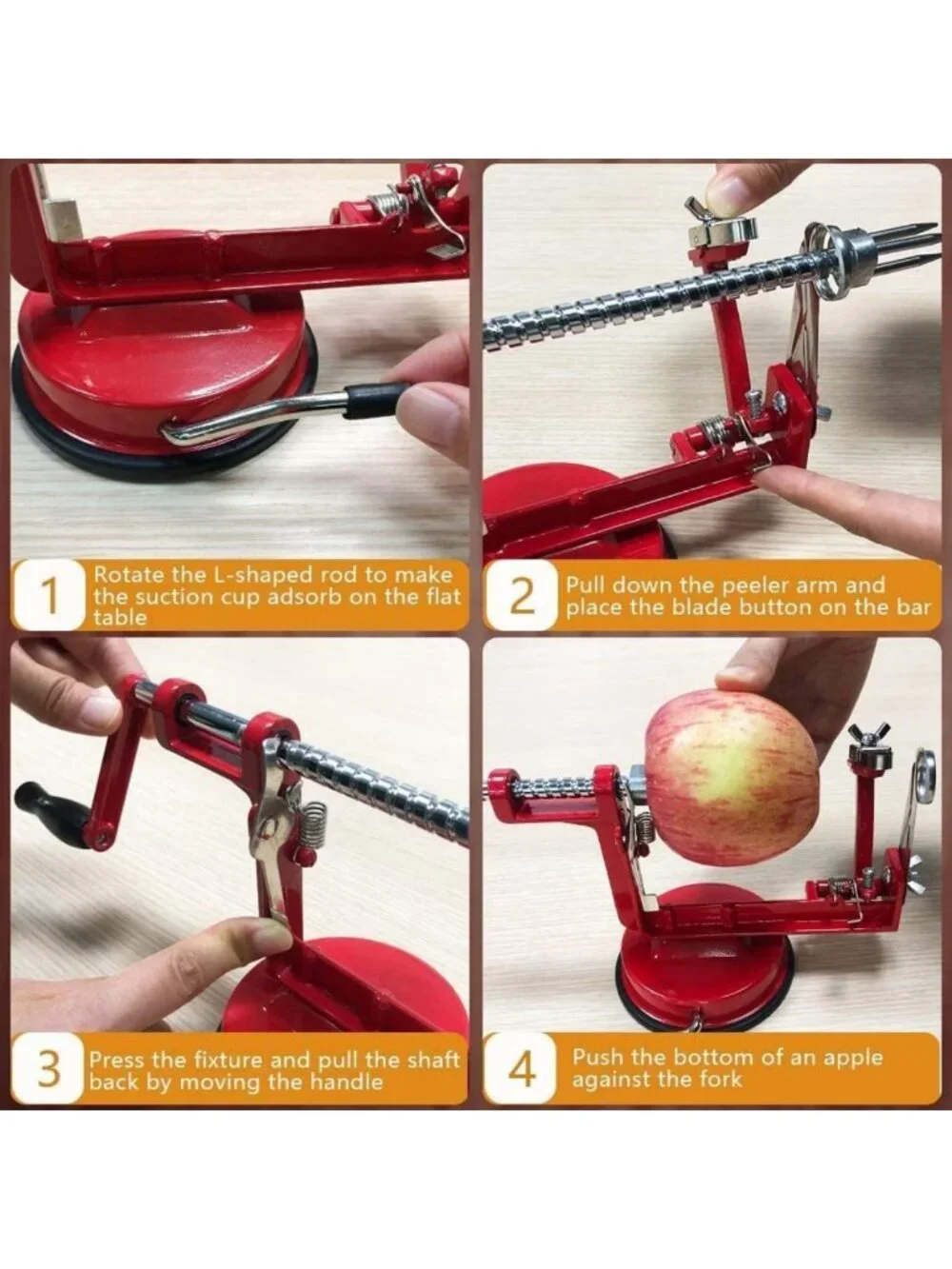 3-in-1 Stainless Steel Apple Peeler & Slicer with Suction Base & Extra Blades